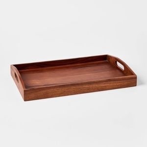 THRESHOLD 20" x 13" Wood Signature Serving Tray NWT